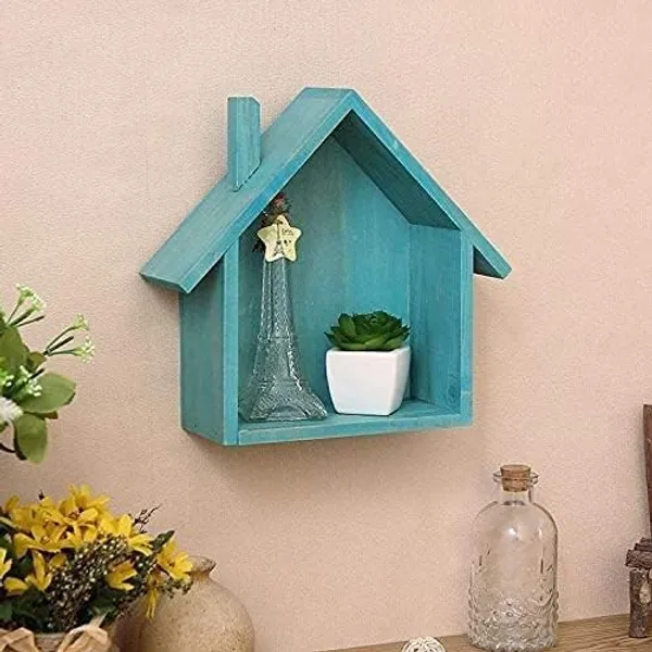 Wooden_House_Shaped_Wall_Shelf_With_Figurines