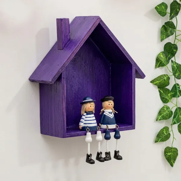 Wooden_House_Shaped_Wall_Shelf_With_Figurines