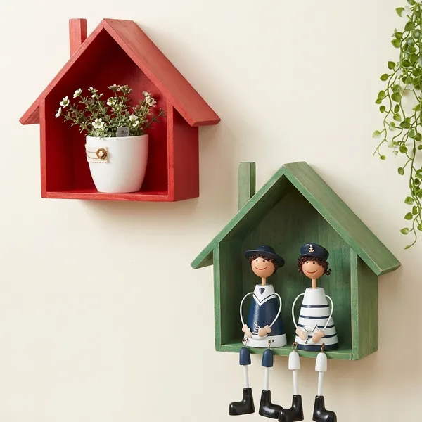 Wooden_Hut_Shape_Wall_Shelf_Pack_Of_2