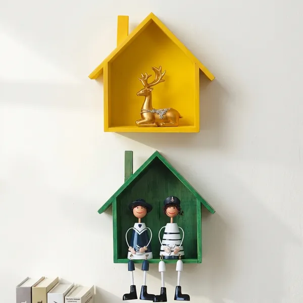 Wooden_Hut_Shape_Wall_Shelf_Pack_Of_2