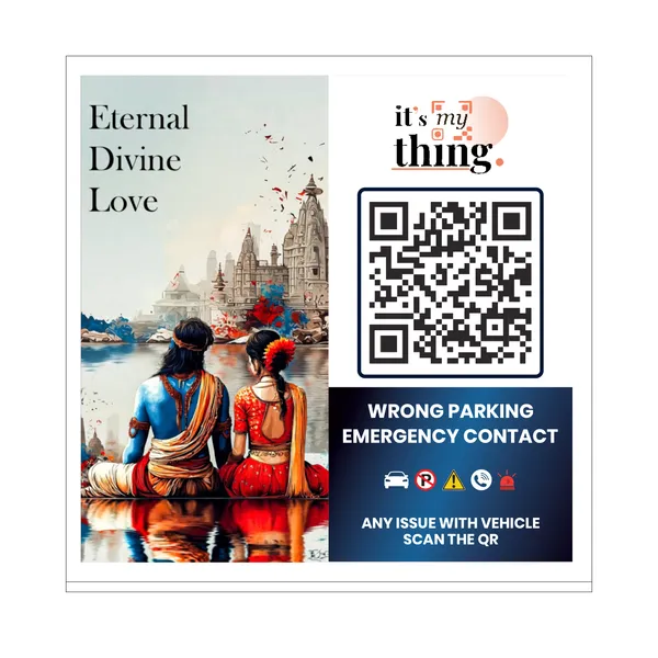 Radha_Krishna_QR_Sticker_for_car_|_Scan_to_Contact