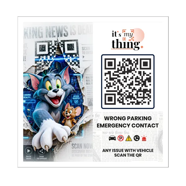 Tom_And_Jerry_QR_Sticker_for_car_|_Scan_to_Contact