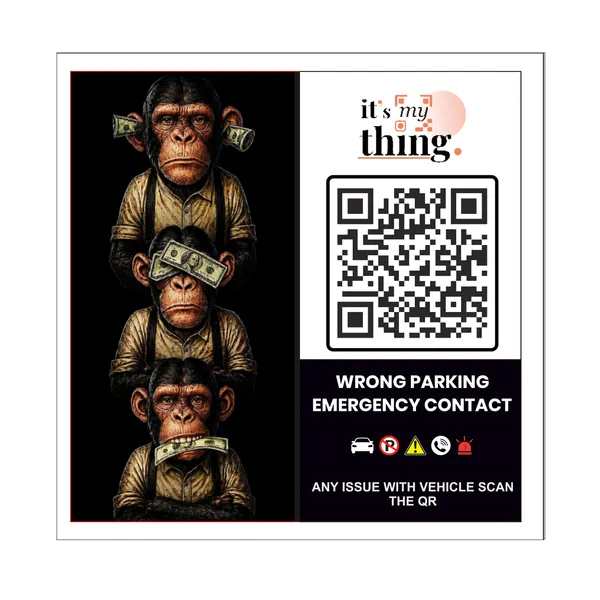 Monkeys_QR_Sticker_for_car_|_Scan_to_Contact