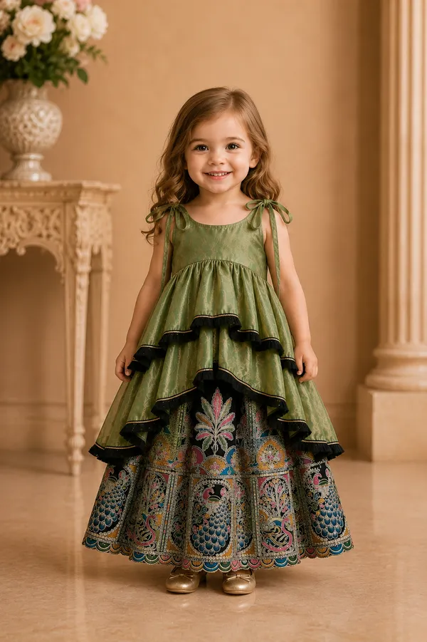 Olive_Jet_-_Artistic_Top_With_Lehenga