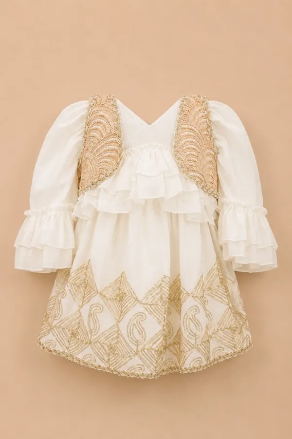 Snow_Gold_-_Cotton_Dress_With_Designer_Jacket