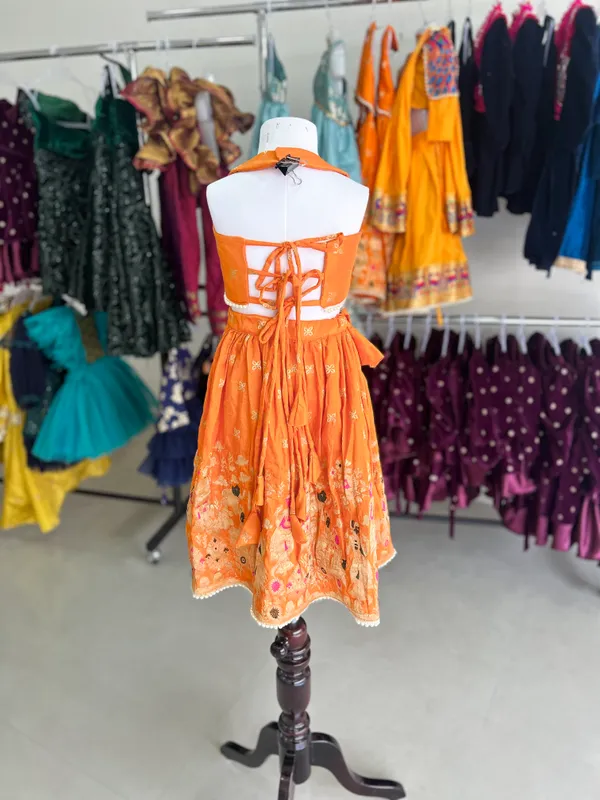Orange_Soft_Cotton_And_Designer_Fabric_Lehenga_For_Girls