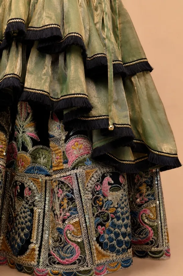 Olive_Jet_-_Artistic_Top_With_Lehenga