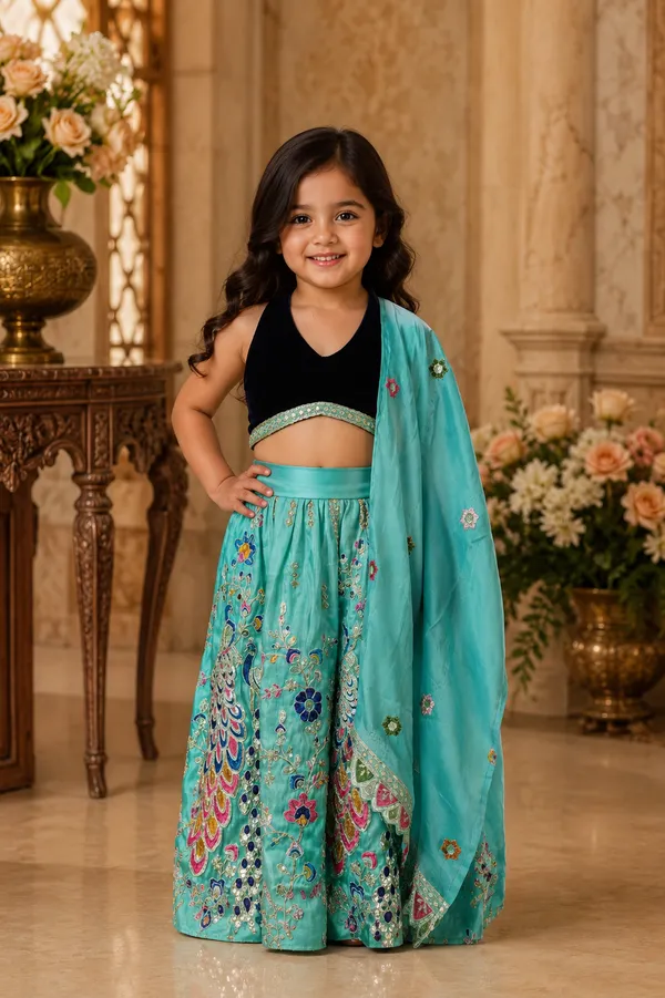 Cyan_Deep_Zazu_-Top_With_Designer_Lehenga