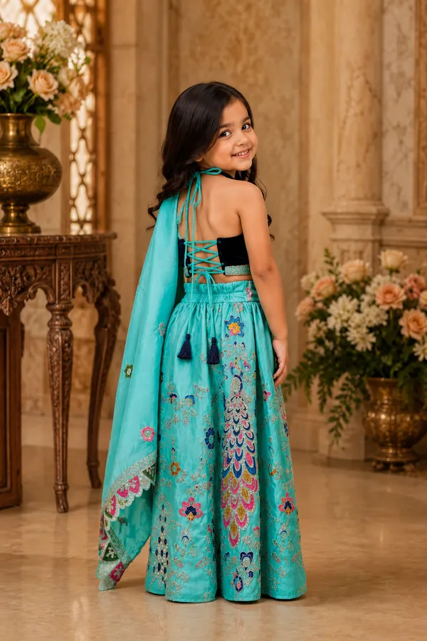 Cyan_Deep_Zazu_-Top_With_Designer_Lehenga