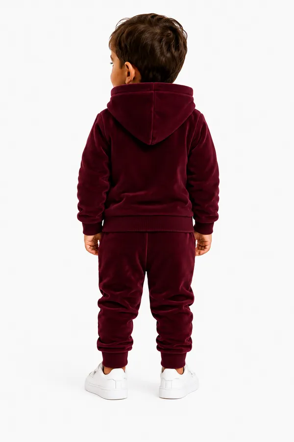 Winter_Maroon_Party_Wear_Velvet_Hoodie_And_Jogger_Set_For_Kids_Boy_And_Girl