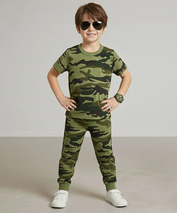 Green_Camouflage_Army_Printed_Hosiery_Cotton_T-Shirt_And_Pyjama_Set_For_Kids_Boy_And_Girl