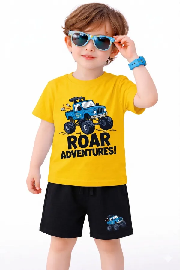 Yellow_&_Black_Trendy_Summer_Collection_T-Shirt_And_Short_Set_For_Kids_Boy_And_Girl