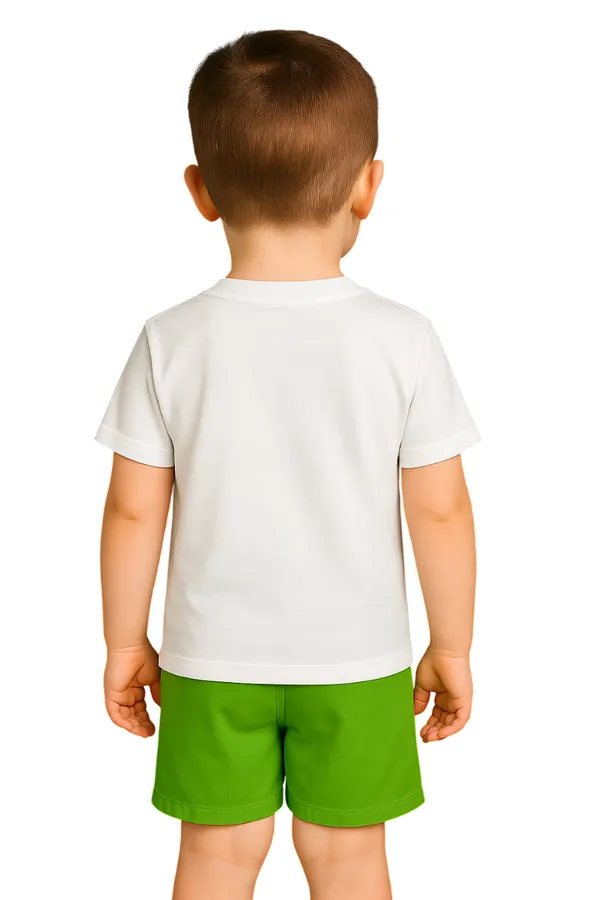 White_Round_Neck_Cotton_T-Shirt_And_Short_For_Kids_Boy_And_Girl