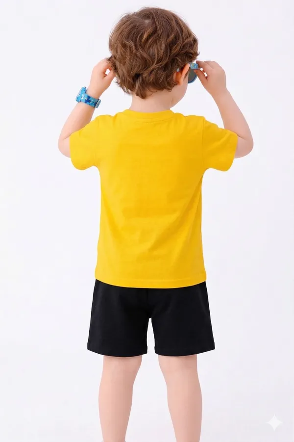 Yellow_&_Black_Trendy_Summer_Collection_T-Shirt_And_Short_Set_For_Kids_Boy_And_Girl