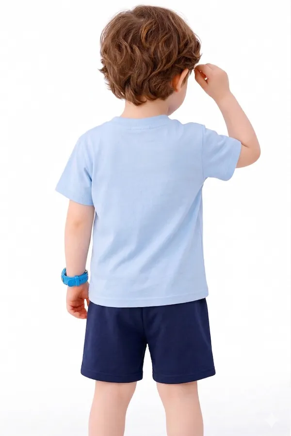 Sky_Blue_Trendy_Summer_Collection_T-Shirt_And_Short_Set_For_Kids_Boy_And_Girl