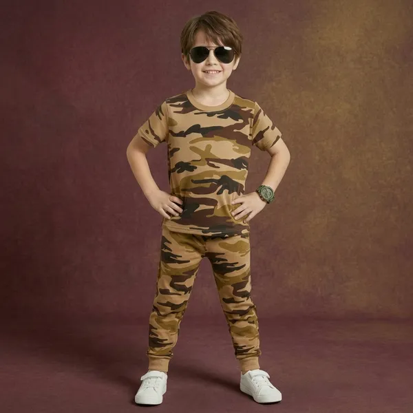Brown_Camouflage_Army_Printed_Hosiery_Cotton_T-Shirt_And_Pyjama_Set_For_Kids_Boy_And_Girl