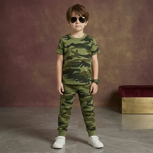 Green_Camouflage_Army_Printed_Hosiery_Cotton_T-Shirt_And_Pyjama_Set_For_Kids_Boy_And_Girl