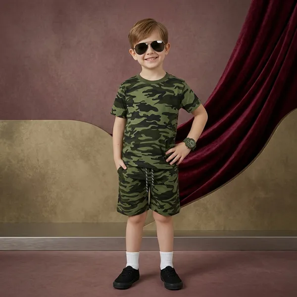 Green_Camouflage_Army_Printed_Hosiery_Cotton_T-Shirt_And_Short_Set_For_Kids_Boy_And_Girl