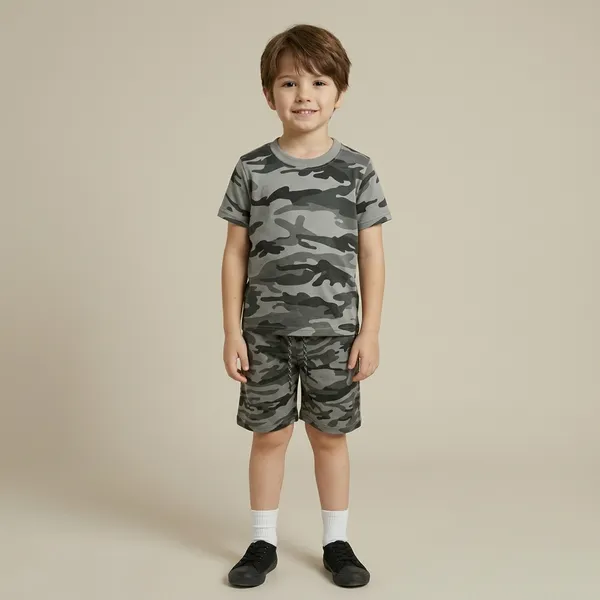 Grey_Camouflage_Army_Printed_Hosiery_Cotton_T-Shirt_And_Short_Set_For_Kids_Boy_And_Girl