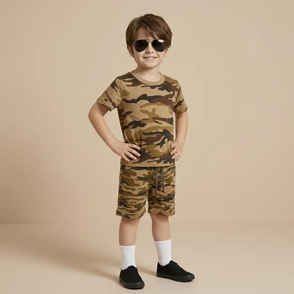 Brown_Camouflage_Army_Printed_Hosiery_Cotton_T-Shirt_And_Short_Set_For_Kids_Boy_And_Girl