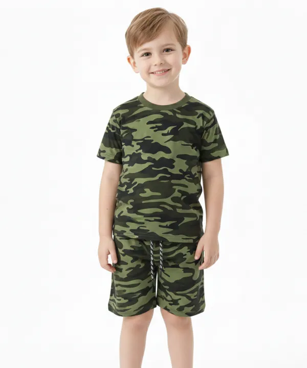 Green_Camouflage_Army_Printed_Hosiery_Cotton_T-Shirt_And_Short_Set_For_Kids_Boy_And_Girl