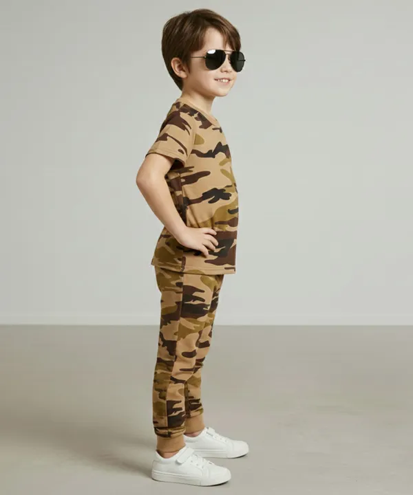 Brown_Camouflage_Army_Printed_Hosiery_Cotton_T-Shirt_And_Pyjama_Set_For_Kids_Boy_And_Girl