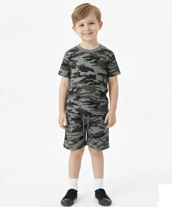Grey_Camouflage_Army_Printed_Hosiery_Cotton_T-Shirt_And_Short_Set_For_Kids_Boy_And_Girl