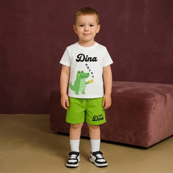White_Round_Neck_Cotton_T-Shirt_And_Short_For_Kids_Boy_And_Girl