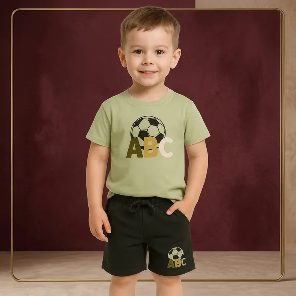 Olive_Green_Trendy_Summer_Collection_T-Shirt_And_Short_Set_For_Kids_Boy_And_Girl