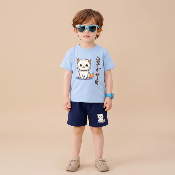 Sky_Blue_Trendy_Summer_Collection_T-Shirt_And_Short_Set_For_Kids_Boy_And_Girl