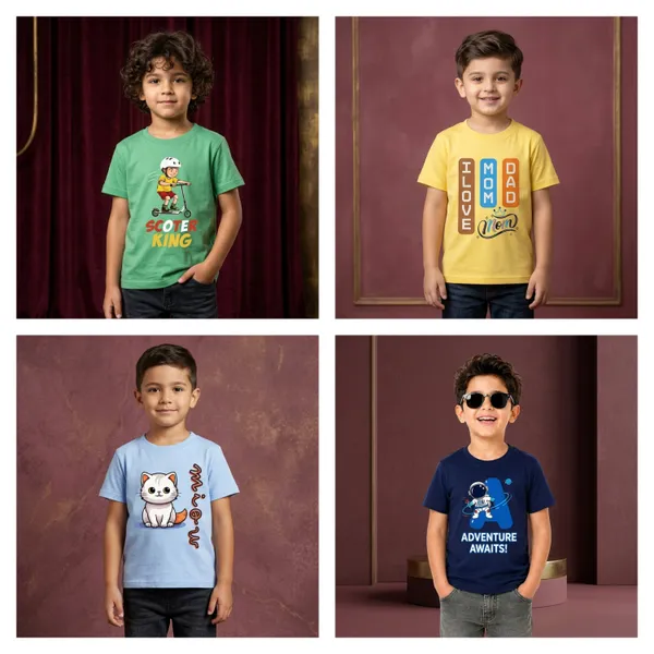 Multicolor_Cotton_Printed_Graphic_T-Shirts_Kids_Boy_And_Girl_|_Pack_Of_4