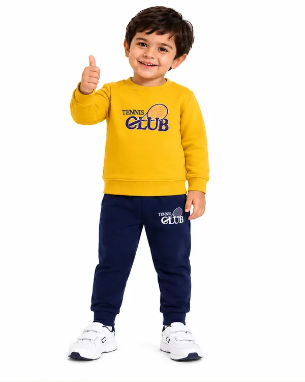 Mustard_Yellow_And_Navy_Printed_Hosiery_Cotton_Round_Neck_Full_Sleeve_T-Shirt_And_Pyjama_Set_For_Kids_Boy_And_Girl
