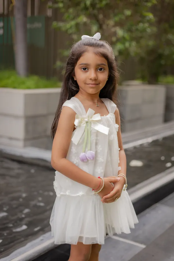 White_Neoprene_Tulle_Sleeveless_Floral_Layered_Dress_For_Girls