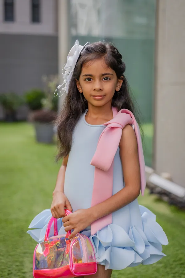 Blue_Neoprene_Sleeveless_Ruffle_Party_Dress_For_Girls