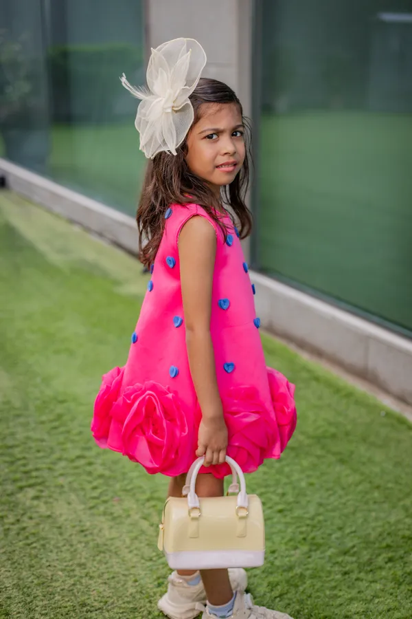 Pink_Neoprene_Sleeveless_Bubble_Hem_Dress_For_Girls