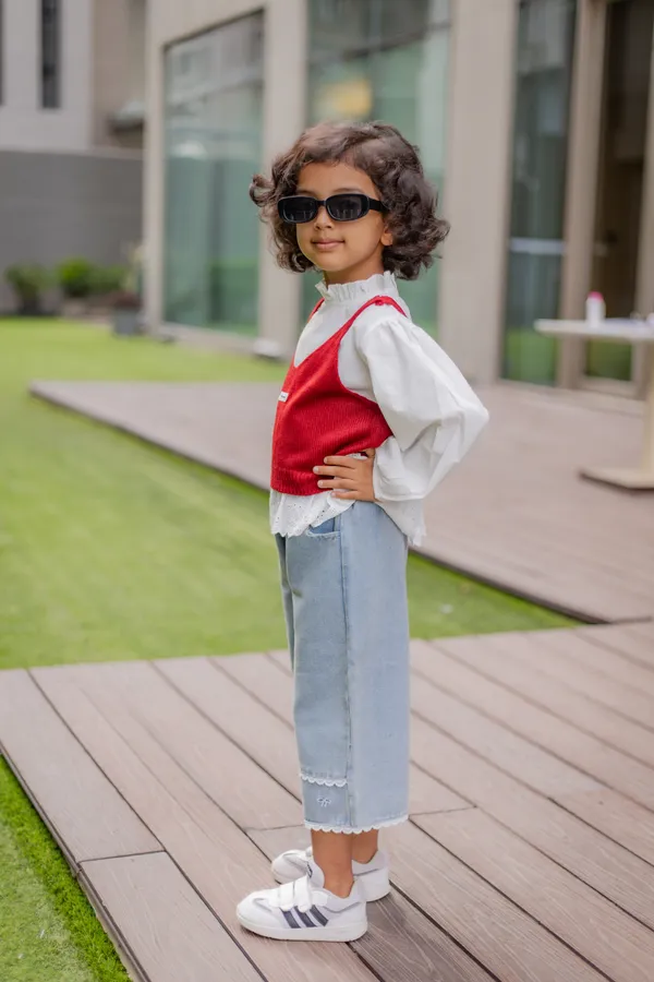 Red_Premium_Cotton_Layered_Knit_Top_And_Pants_Set_For_Girls