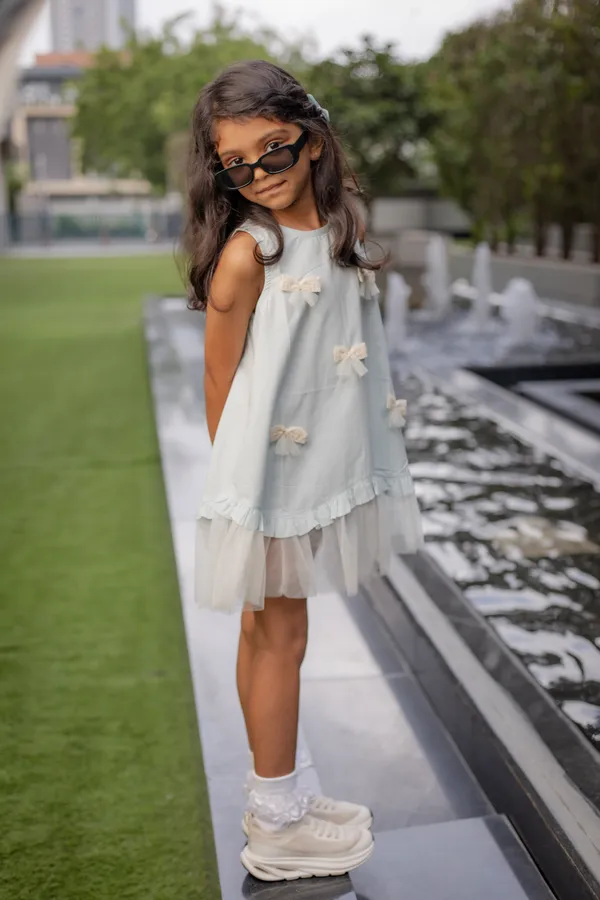 Light_Blue_Premium_Cotton_Sleeveless_Flared_Dress_For_Girls