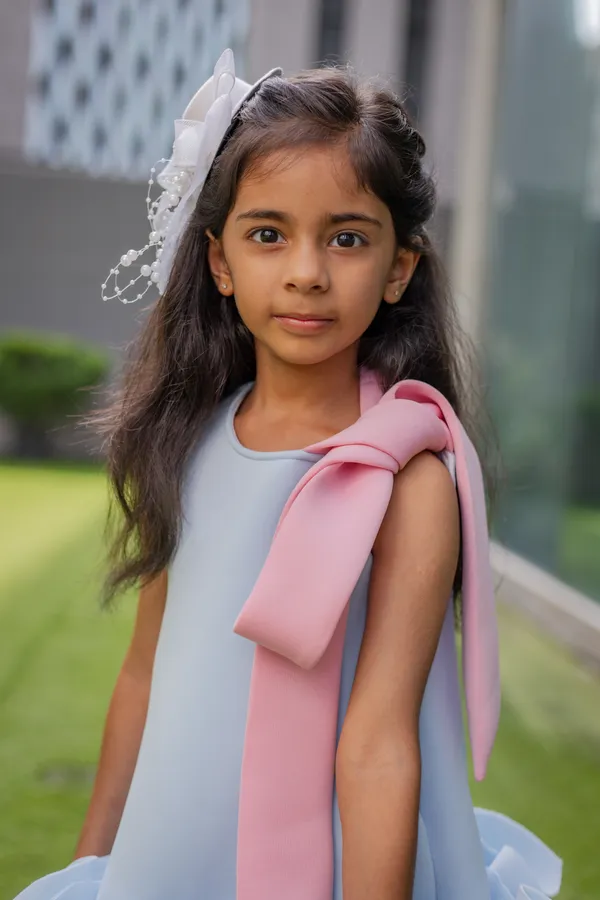 Blue_Neoprene_Sleeveless_Ruffle_Party_Dress_For_Girls