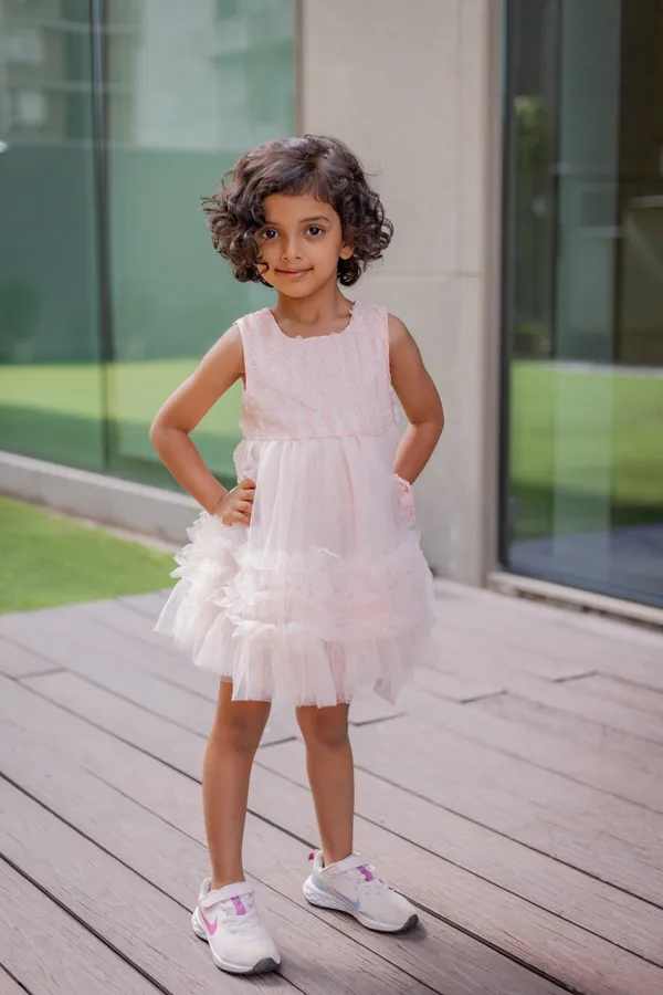 Pink_Neoprene_Tulle_Sleeveless_A-Line_Dress_For_Girls