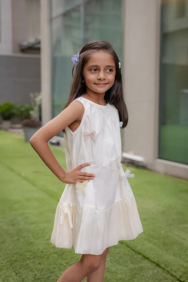 White_Premium_Cotton_A-Line_Sleeveless_Dress_For_Girls