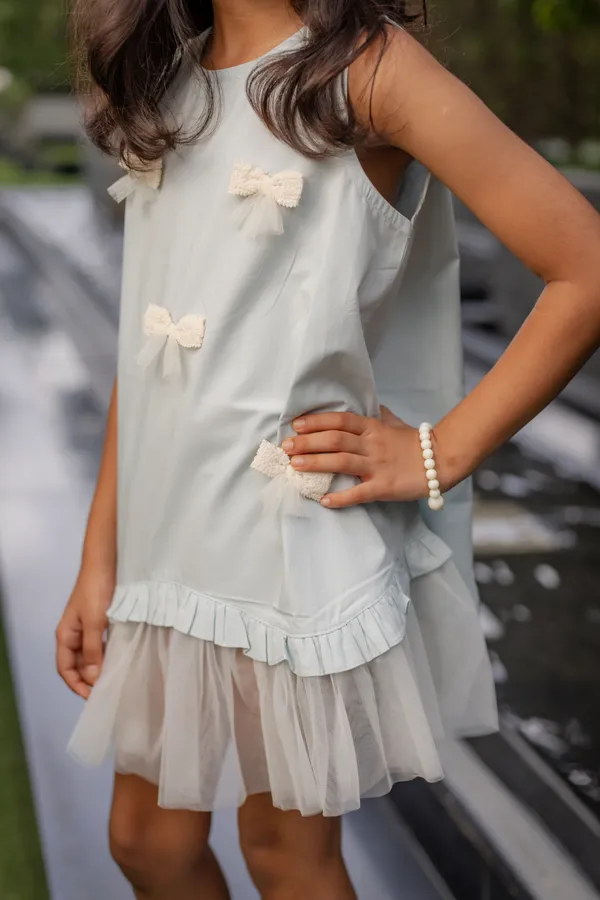 Light_Blue_Premium_Cotton_Sleeveless_Flared_Dress_For_Girls