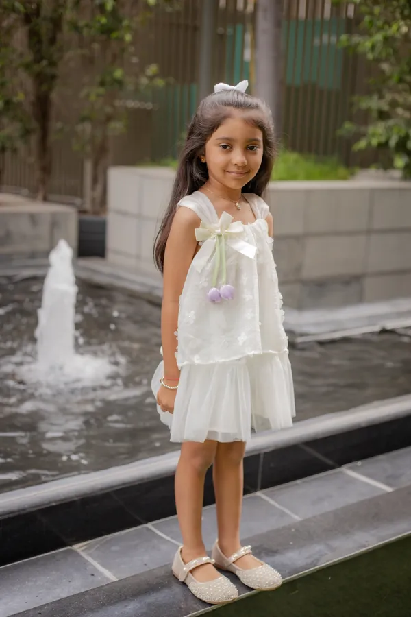 White_Neoprene_Tulle_Sleeveless_Floral_Layered_Dress_For_Girls