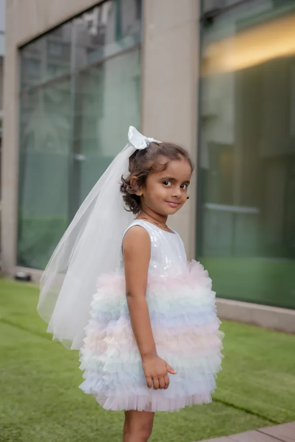 White_Neoprene_Tulle_Sleeveless_Layered_Party_Dress_For_Girls