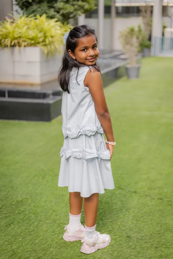 White_Premium_Cotton_Sleeveless_Ruffle_Dress_For_Girls