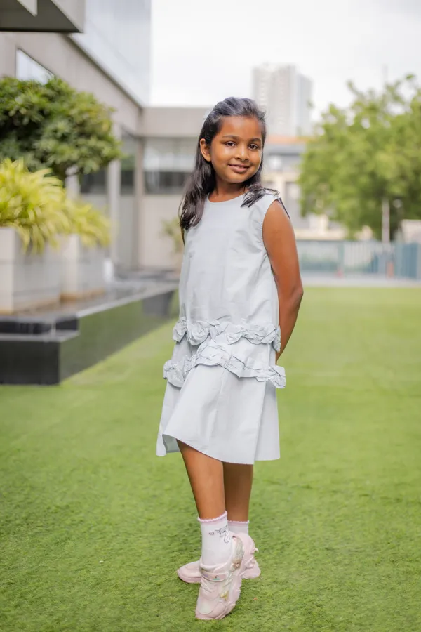 White_Premium_Cotton_Sleeveless_Ruffle_Dress_For_Girls