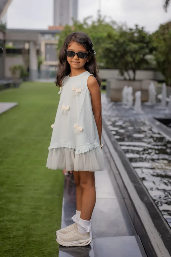 Light_Blue_Premium_Cotton_Sleeveless_Flared_Dress_For_Girls