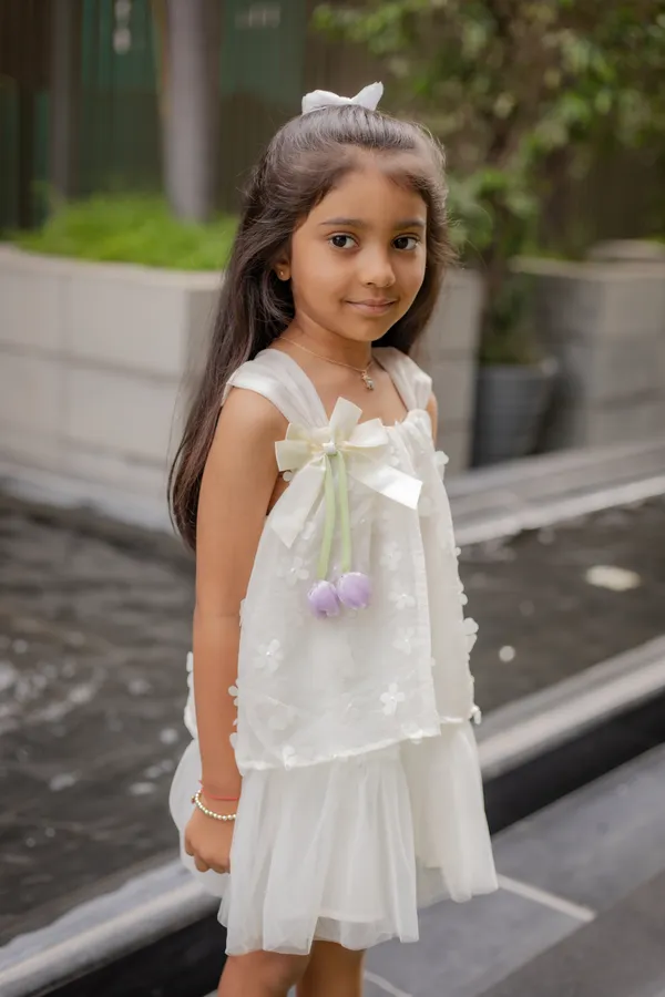 White_Neoprene_Tulle_Sleeveless_Floral_Layered_Dress_For_Girls
