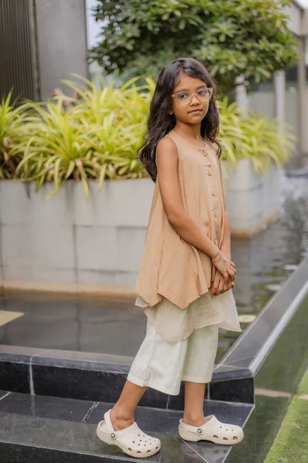 Beige_Premium_Cotton_Sleeveless_Tunic_And_Culottes_Set_For_Girls