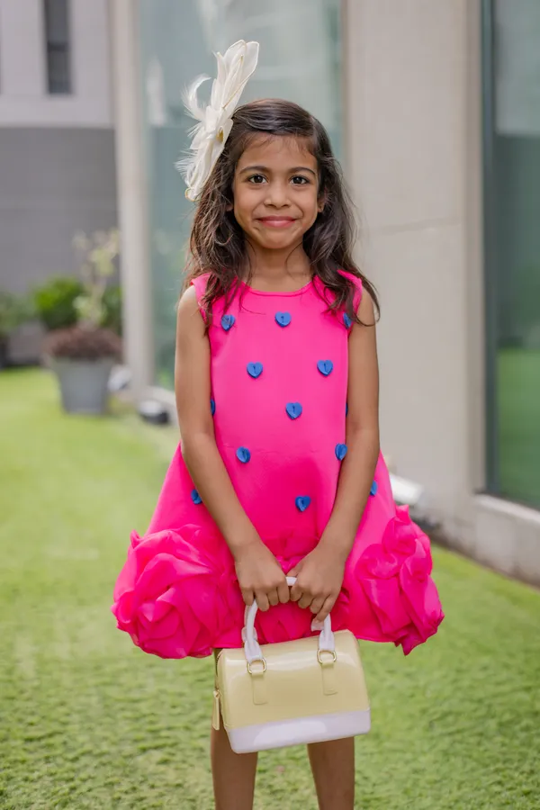 Pink_Neoprene_Sleeveless_Bubble_Hem_Dress_For_Girls
