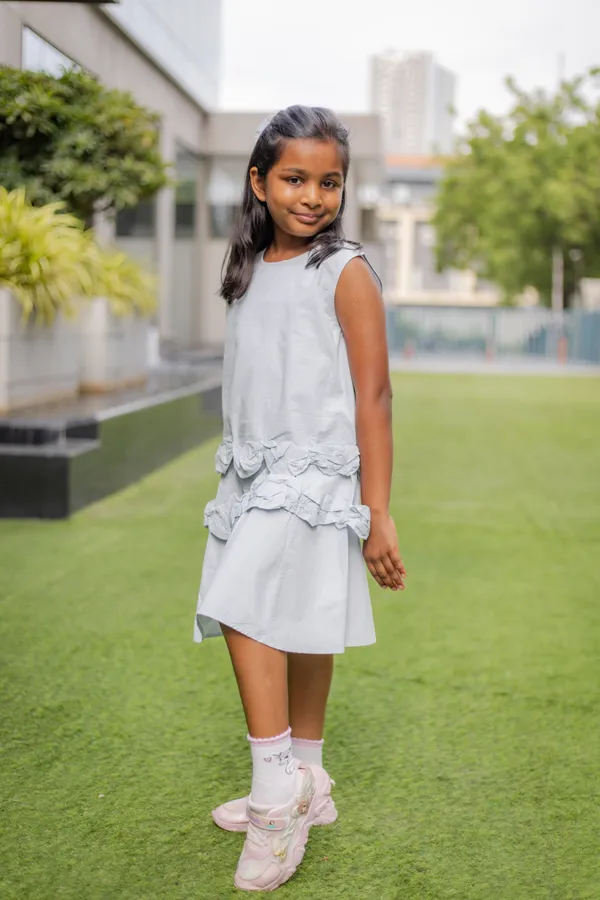 White_Premium_Cotton_Sleeveless_Ruffle_Dress_For_Girls